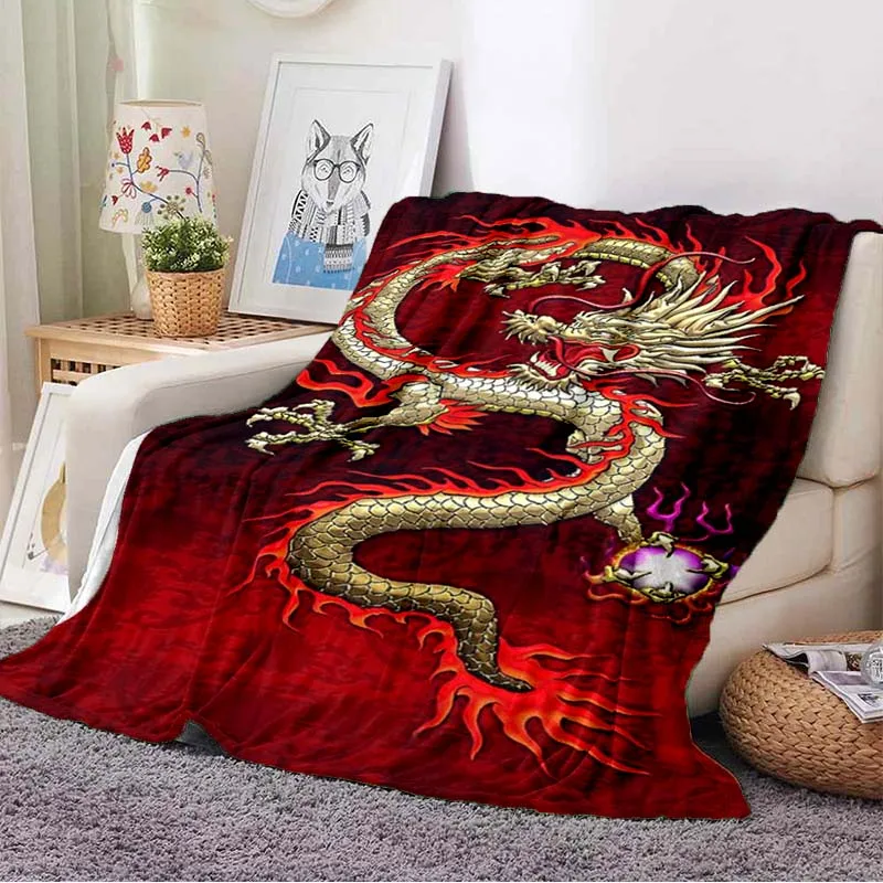 Flannel Warmth Soft Plush Sofa Throw Dragon Eye Square  Blan