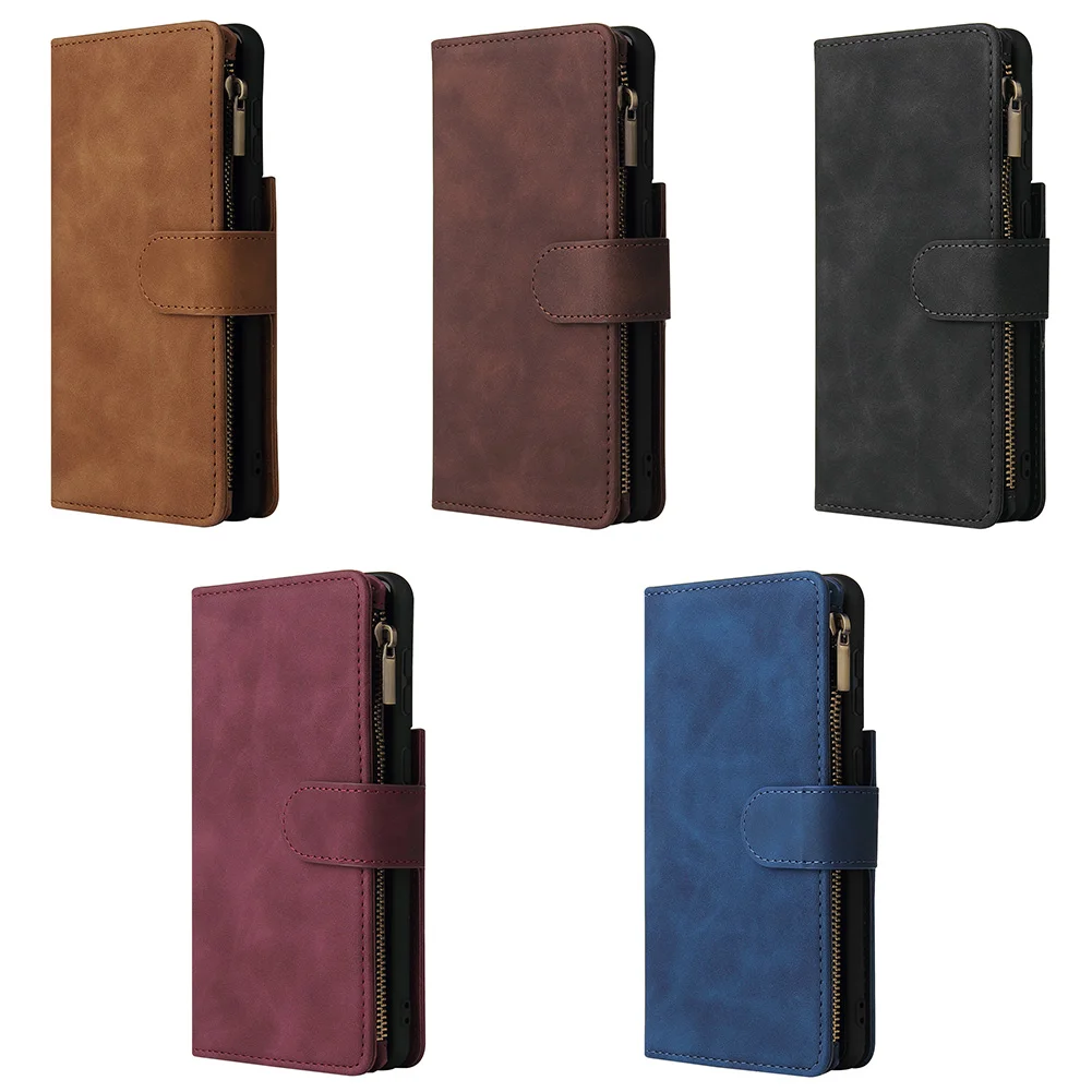 

Leather Phone Case Samsung S21 5G Wallet Case Phone Flip Cover PU Zipper Protective Cover With Samsung S21 5G Phone Bags Cover
