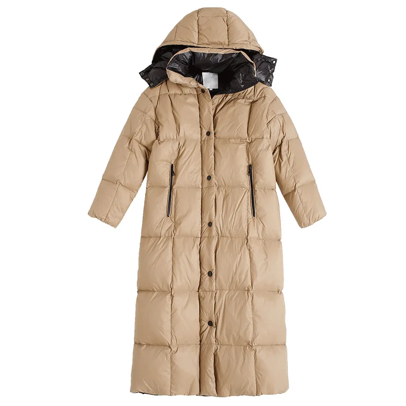 

2021 Invierno Abrigos Thick Mujer 90% White Duck Down Wide-waisted Zipper Coats and Jackets Winter Women Coat