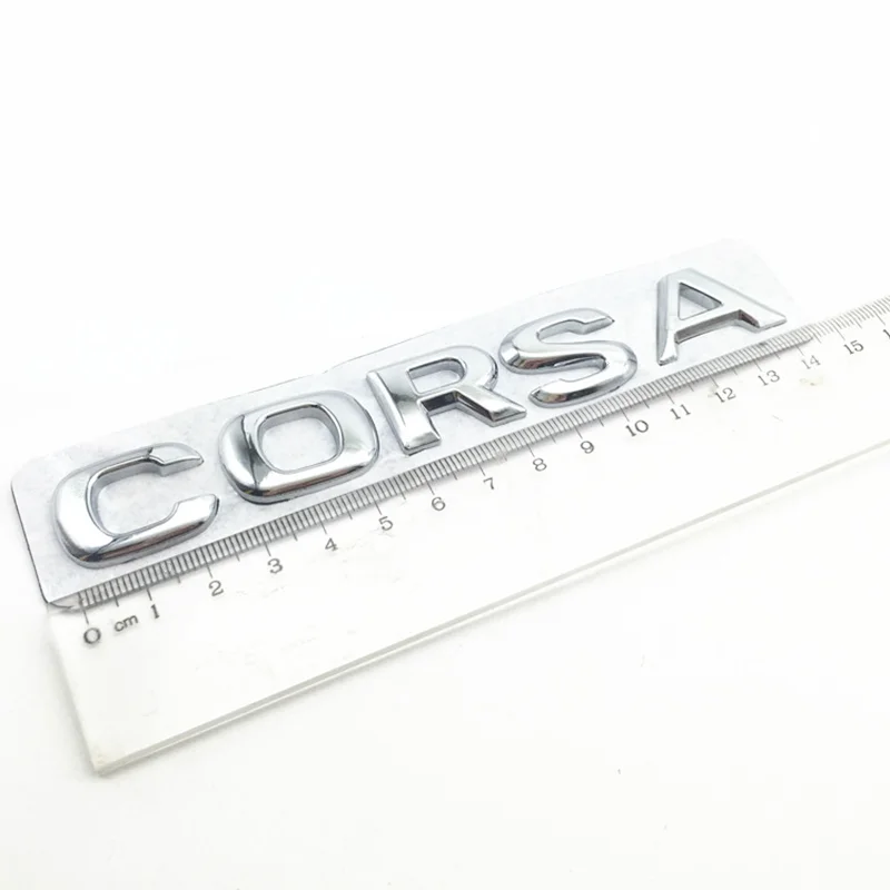 1pcs ABS Chrome Silver Opel Corsa Logo For Car Rear Bumper Trunk Letter Sticker Badge Emblem Labeling Decals Styling - купить по
