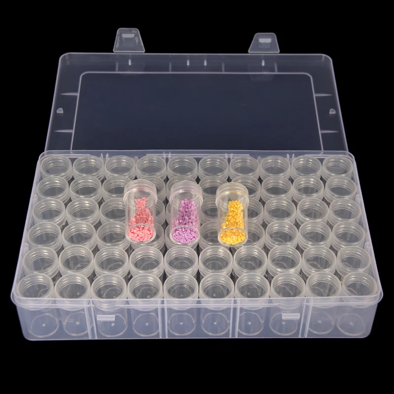 Новый ящик для хранения алмазной живописи 60/56 бутылок портативный бисера 60 шт.