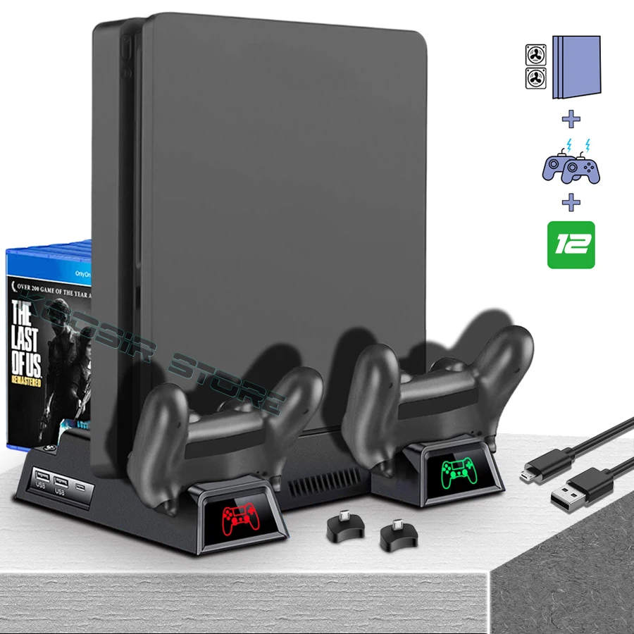 Кронштейн для консоли Ps 4 Slim подставка PS4 S 2 зарядных устройства джойстиков