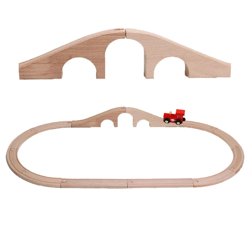 

12 шт./компл. Бук деревянная железная дорога комплект круговой трек железнодорожный мост сорт трек компонент развивающие игрушки