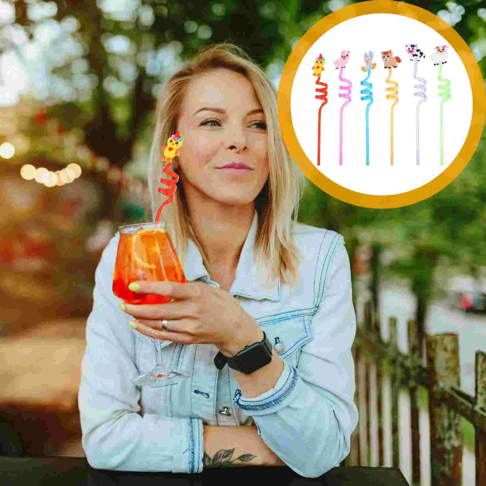 

Трубочки питьевые с мультяшными животными, 6 шт.