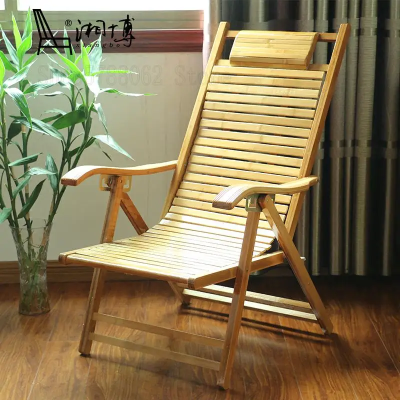 Recliner balcony bamboo rocking chair cool adult lazy leisure couch old man lunch break folding |