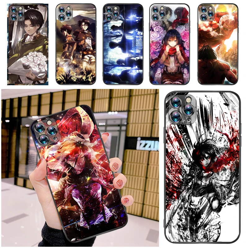 

Attack On Titan Mikasa Ackerman Armin Arlert Levi Eren Jager Phone Case For iPhone 12 Pro MAX Mini SE 2020 Cases Carcasa Coque