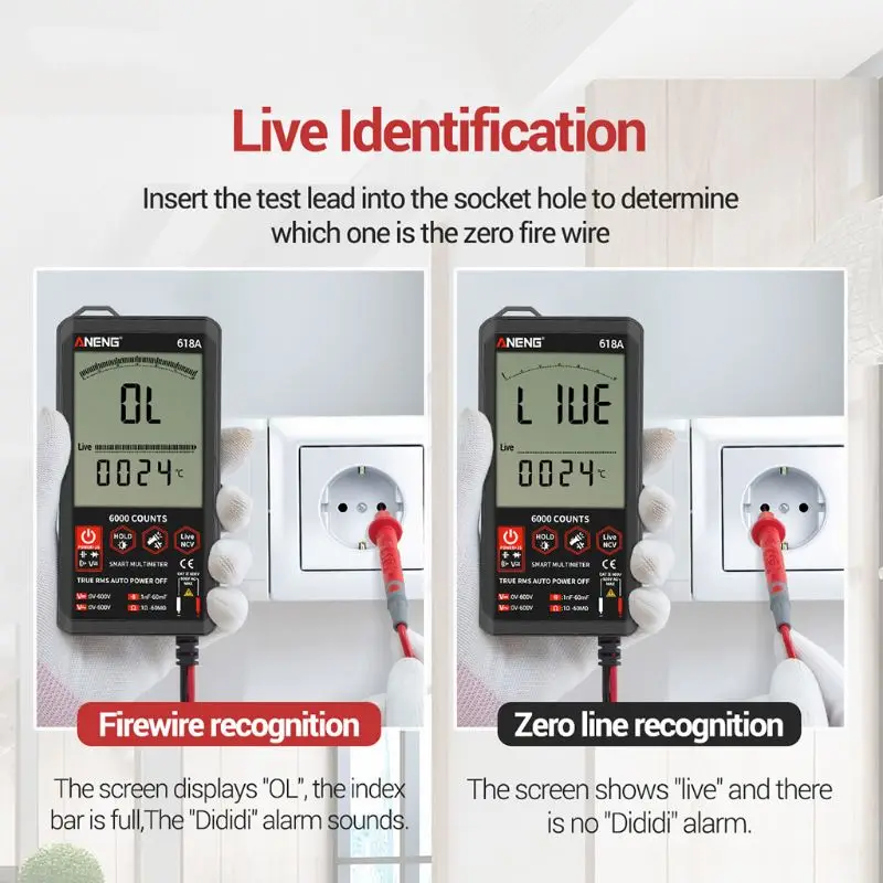 

618A Digital Multimeter Professional Smart Touch DC Analog True RMS Auto/Manual Tester Transistor Testers Meter