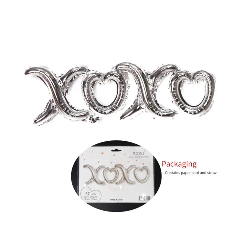 

Rose Gold Red 37inch Xoxo Letters Balloon Valentine's Day Decor Love Heart Foil Balloon Wedding Party Decorations Helium Balloon