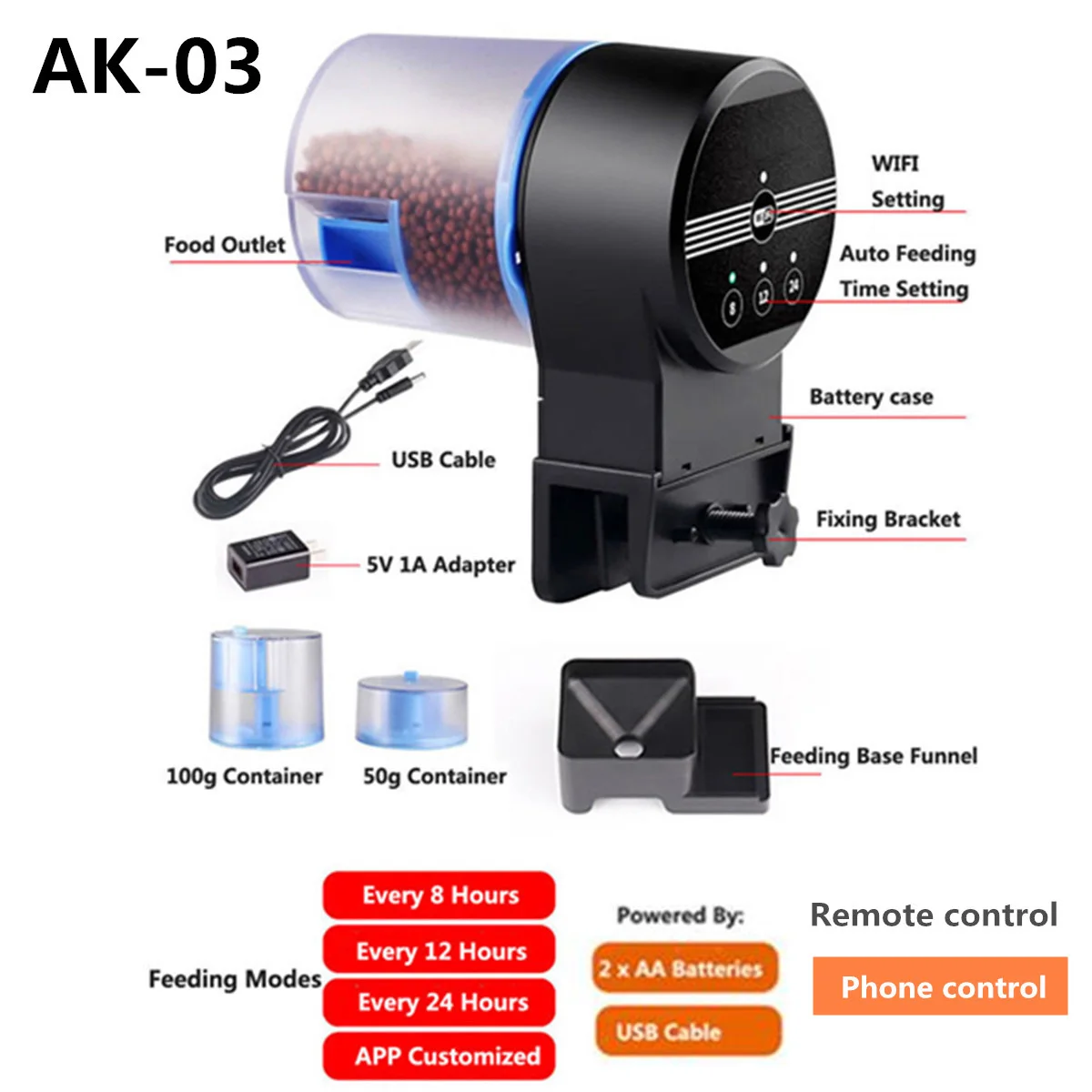 AK-01S/02 03 WI-FI автоматические электрические Пластик рыбы таймер резервуара кормушка для домашних аквариумов бак кормушка Портативный машина для автоматической подкормки рыб инструменты