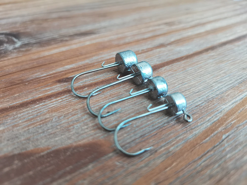 

FANGBLUE 10Pcs Lead Fishing Hooks Barbed Head Jigging High Carbon Steel Soft Worm Hook Set Carp Fishing Accessories For Bass