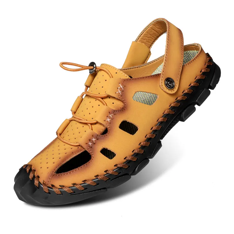 

Summer Outdoor Roman Men Casual Shoe Flats Light Weight Sport Sandals Gladiator Hand Made Hiking Sandals Sewing Climbing Slipper