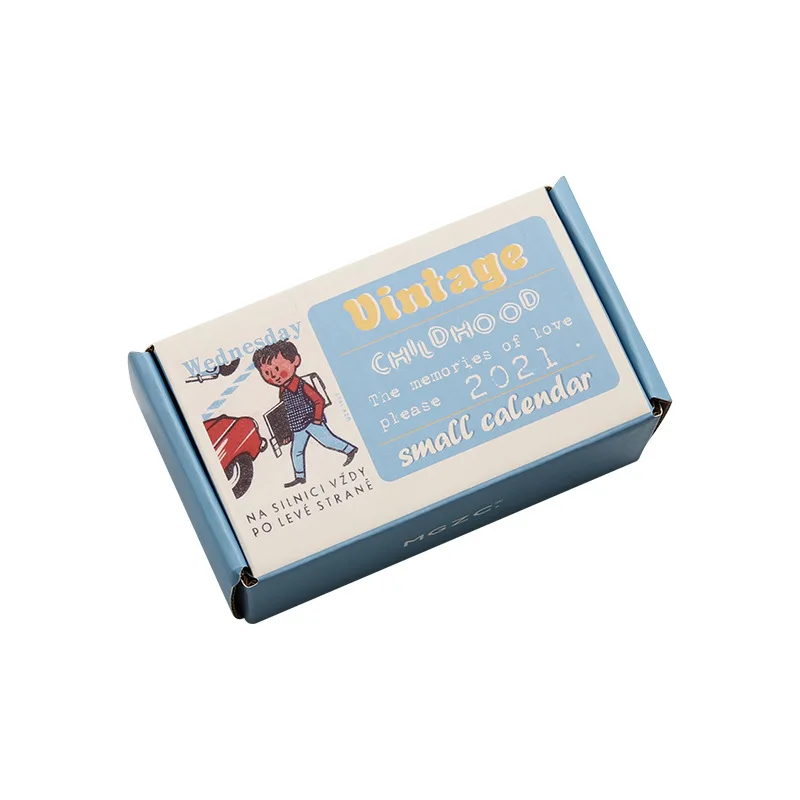 

Mini calendar Cartoon Retro Folding Tearable Material Paper Creative Memo Pads Stationery Self-Adhesive Pepalaria Office Supply