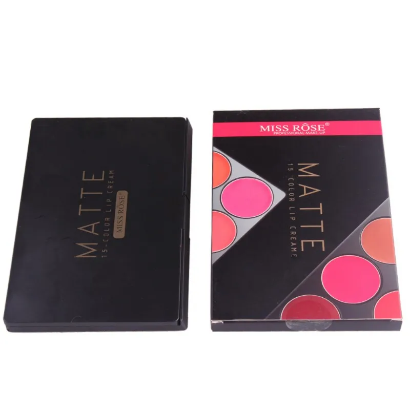 

15 colors Matte lipstick Palette Long Lasting waterproof Brand Cosmetics Mini Pigment Black Brown Lipstick Palette