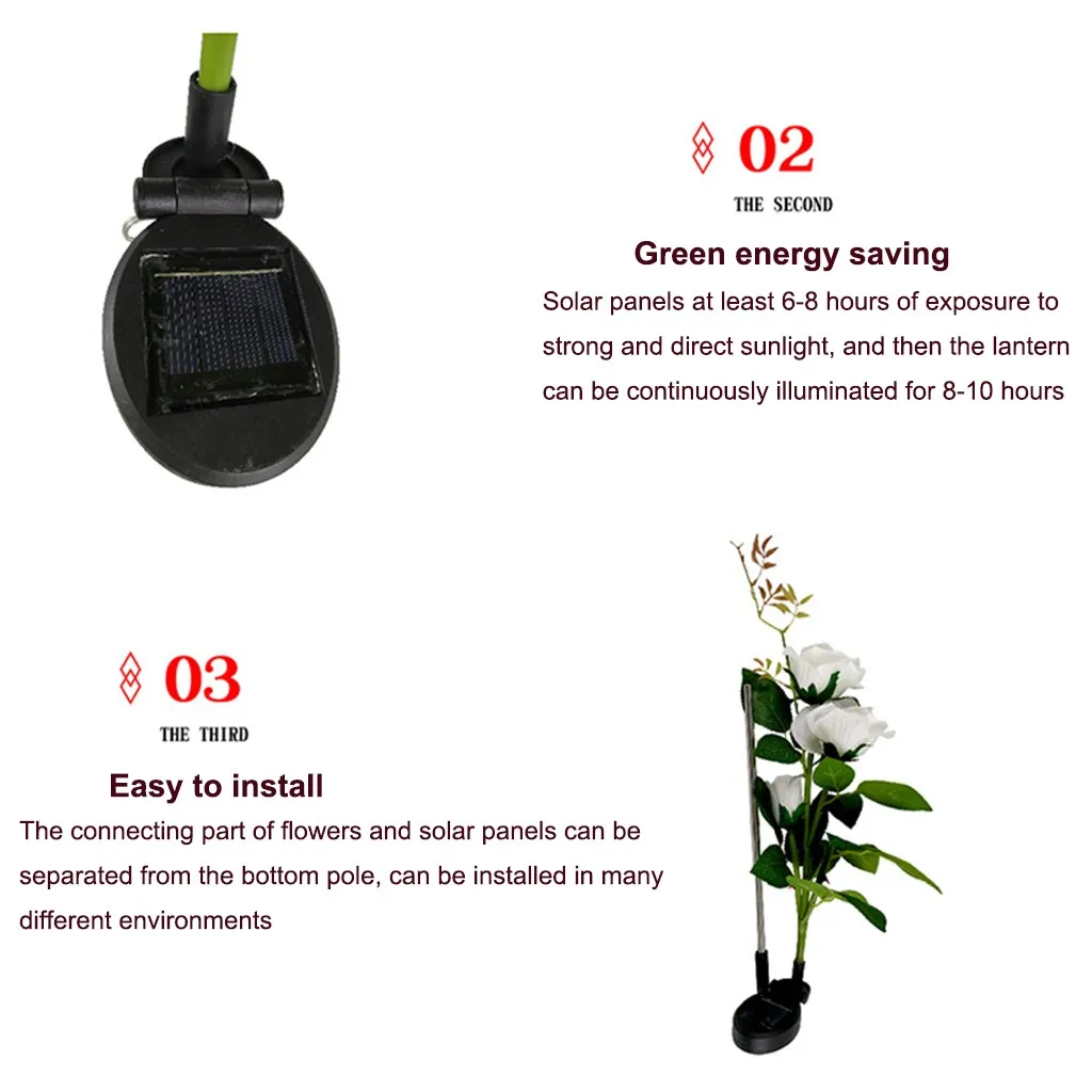 Открытый Солнечный светодиодный светильник Водонепроницаемый розы ставка лампы