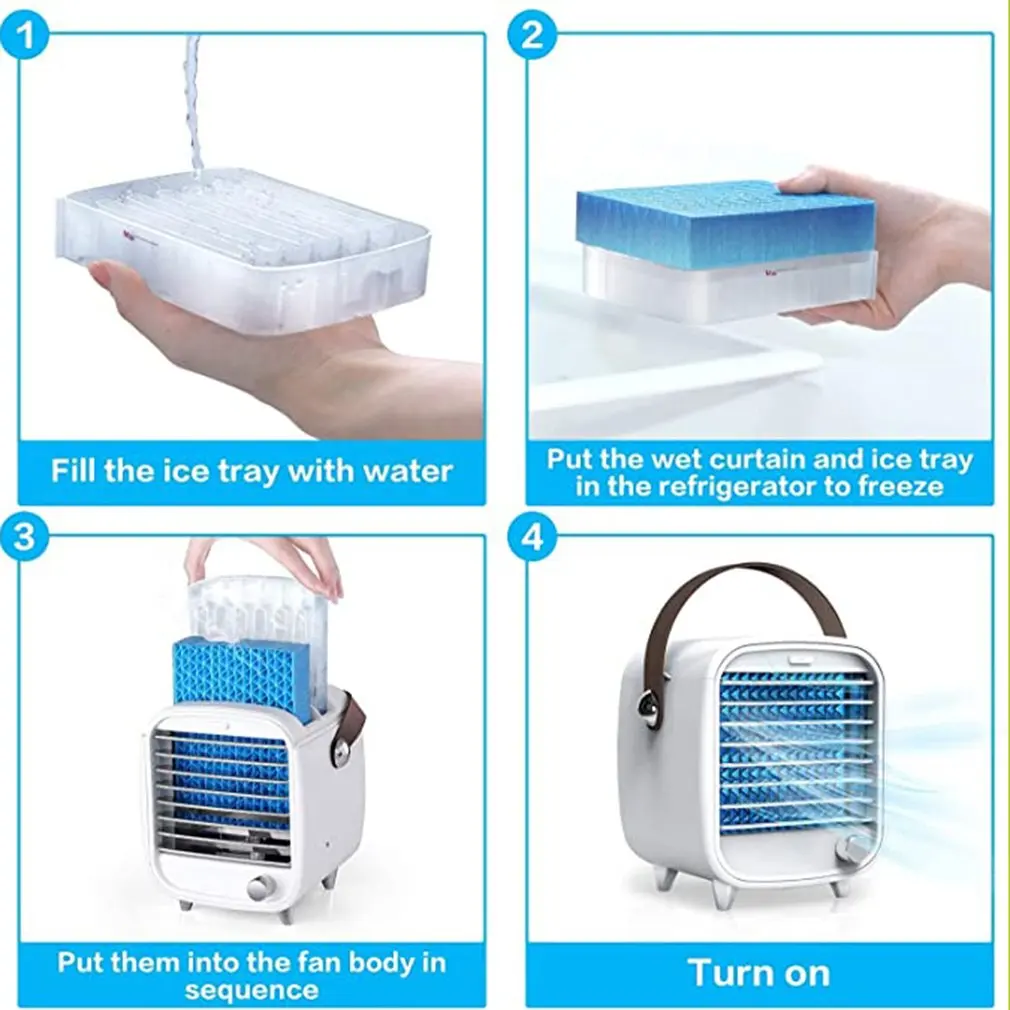 

Mini Cooler Usb Rechargeable Portable Small Refrigeration Air Conditioning Fan Mini Night Light Ice Cooling Fan