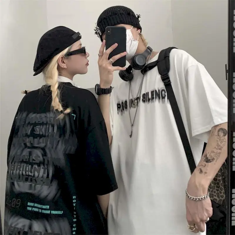 

Футболка с коротким рукавом для мужчин и женщин, универсальная уличная одежда с надписью в Корейском стиле Харадзюку, топ в стиле преппи для...