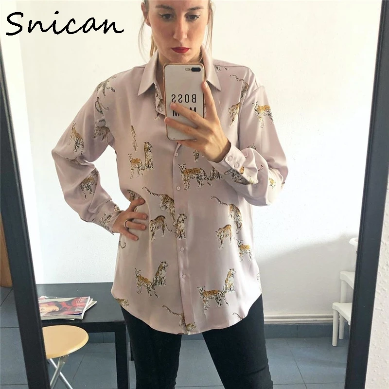 Элегантная офисная Дамская блузка с принтом тигра женские топы модные