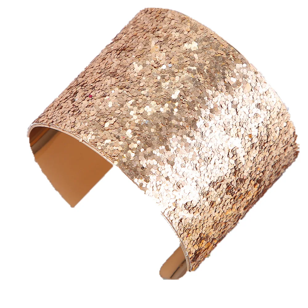 New Design Girl Sequin Bracelet Gold Open Wide Cuff Party Accessories | Украшения и аксессуары