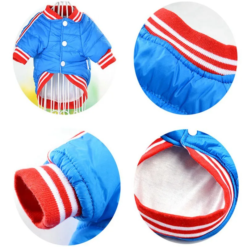 

Hot Pet Autumn Winter Costume Warm Printed Cotton Padded Hooded Jacket Dog Thickening Solid Color Hoodie