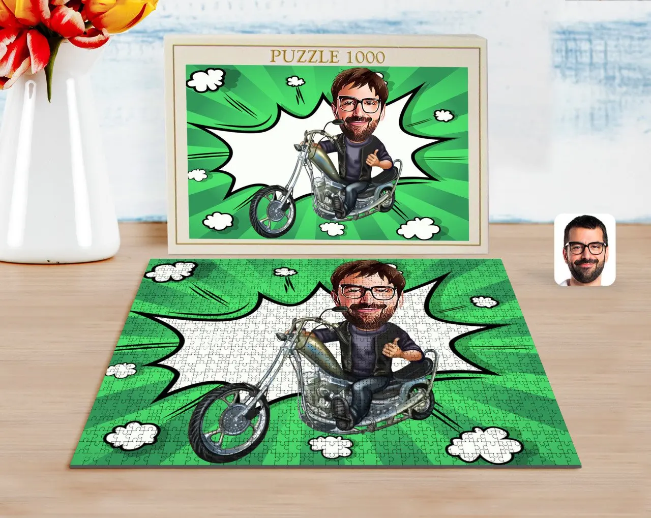 

Personalized Men 'S Biker Caricature of 1000 Piece Professional Puzzle-4