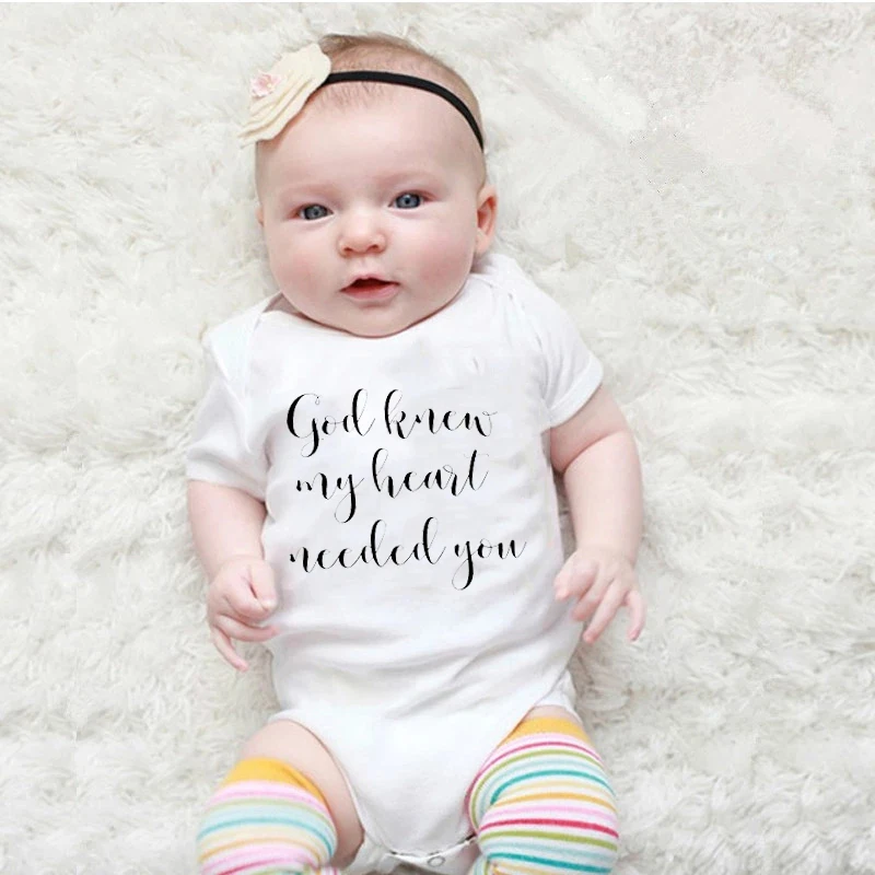 

God Knew My Heart Needed You Printed Newborn Baby Bodysuits Baby Girls Boys Cotton Clothes Infant Short Sleeves Rompers Outfits