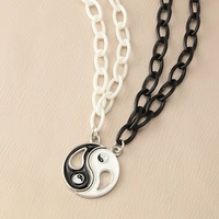 punk tai chi pendant couple necklaces for women men lovers best friend hip hop link chain yin yang necklace fashion jewelry gift