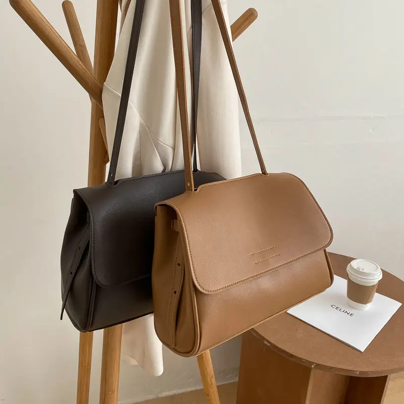 

Shoulder Bag Female Designer Women Bag Crossbody Bag Handbag Purse Retro Simple Fashion 2021 High Capacity PU Leather All-match