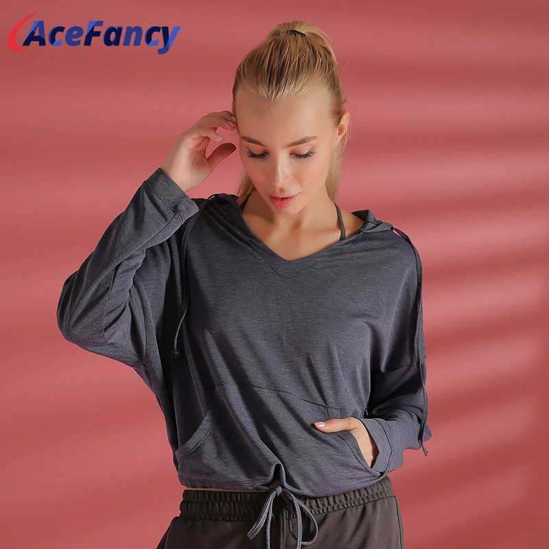 Короткий топ Acefancy спортивные футболки для йоги Женская толстовка с длинным
