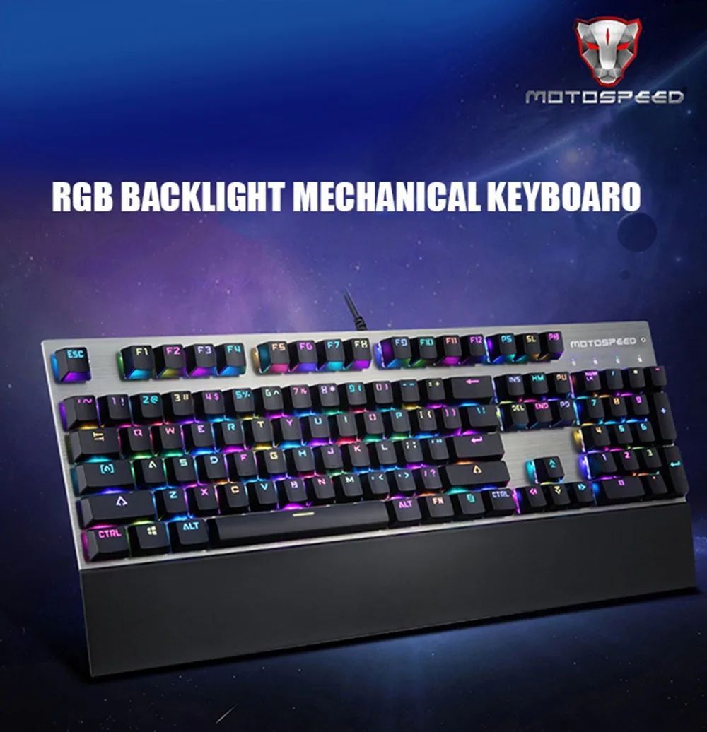 Motospeed CK108 RGB синий переключатель Механическая русская клавиатура Игровой проводной светодиодный BacklitAnti-Ghosting для геймера ПК настольный