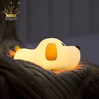 silicone dog led night light touch sensor 2 colors dimmable timer usb rechargeable bedside puppy lamp for children baby kid gift