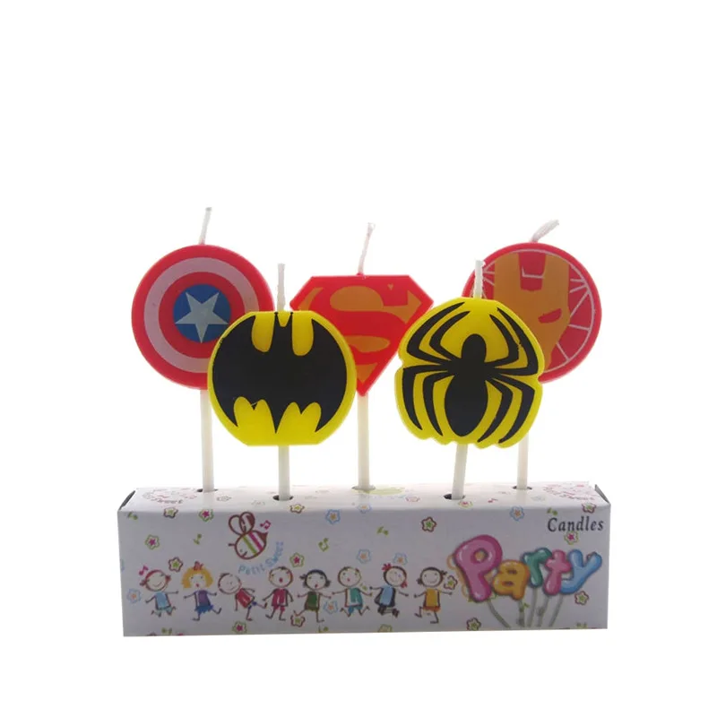 Superhero--1pcs 5 шт./упак. Мстители вечерние поставки дети день рождения свечи вечернее праздничное украшение для дня рождения свадьбы супергероя-паука вечерние торт - Цвет: Superhero--1pcs