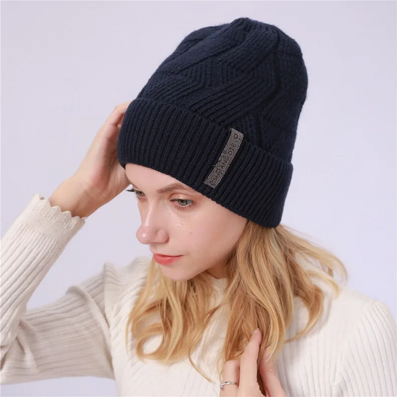 NUZADA брендовые зимние вязанные шапочки Skullies шапочки шапки s мужские женские шерстяные плюс бархатные со стразами шапка с наушниками уличные лыжные теплые шапки