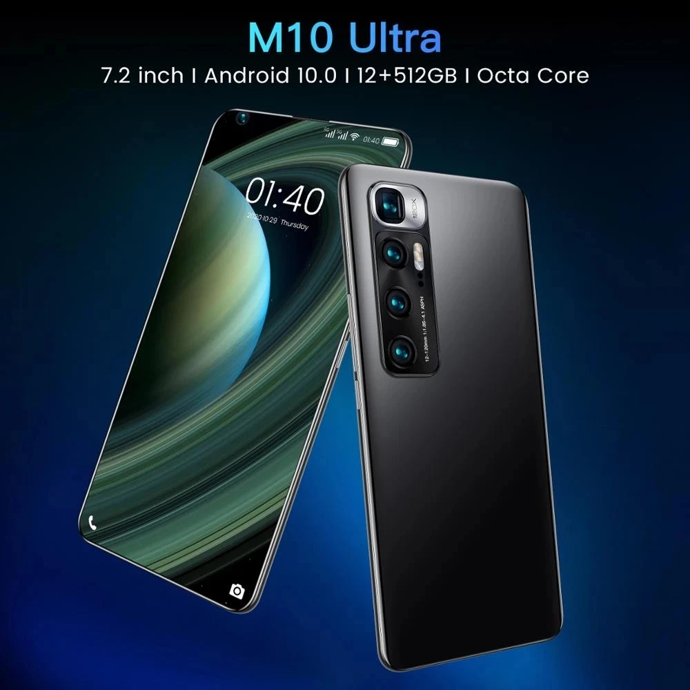 

Teléfono Inteligente M10 Ultra, versión Global, pantalla de 7,2 pulgadas, 512GB + 12GB, desbloqueo facial con huella dactilar, c