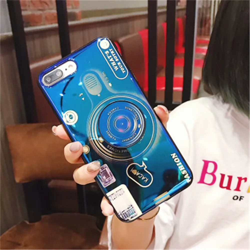 For iPhone X 8 7 Plus Case 3D Camera Blue Ray Phone Cover XR XS Max 6 6S Samsung Galaxy S8 S9 Note 9 |