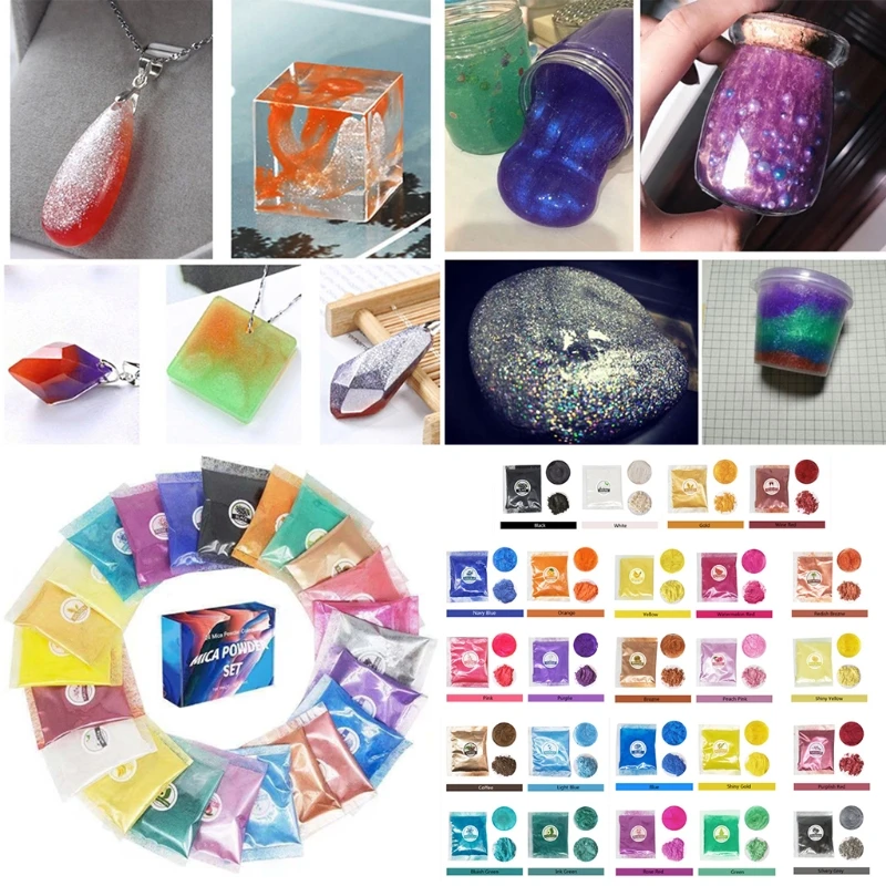 

24 Colors Cosmetic Grade Pearlescent Natural Mica Mineral Powder Epoxy Resin Dye Pearl Pigment DIY Jewelry Crafts Making