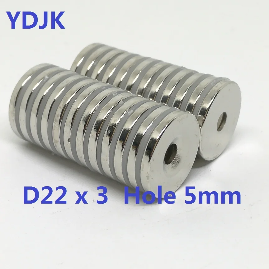 5 шт. / Лот NdFeB магнит 22*3 отверстия N35 D потайной диск магниты 22x3 постоянный