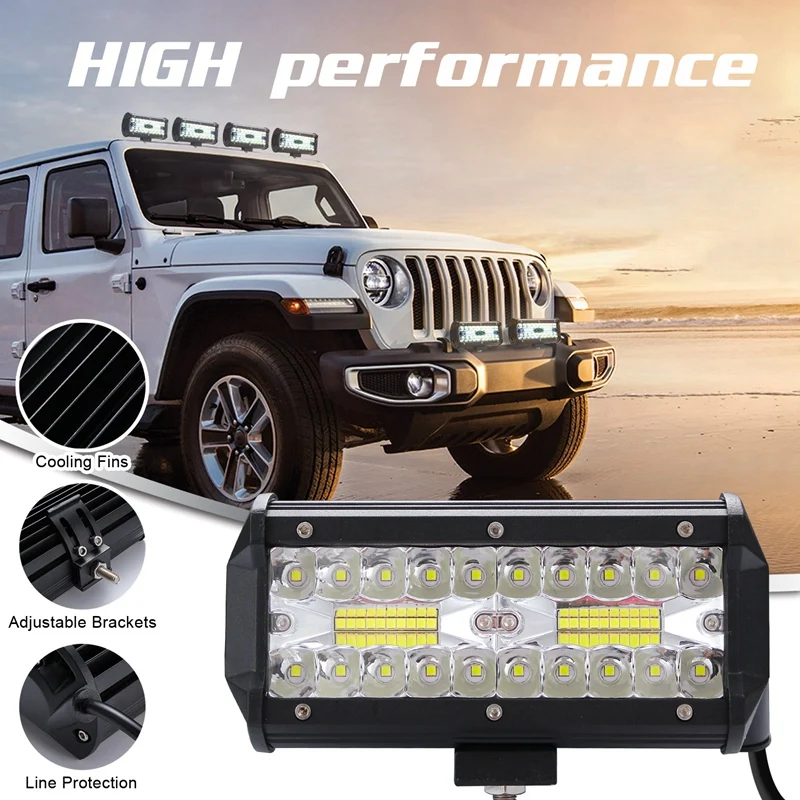 

Three Rows of 7 Inches 400W Car Light Assembly for Trucks Cars Led Work Light Bar for Off Road SUV Boat 12V 24V