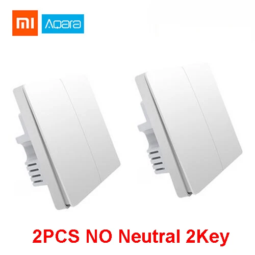 2pcs no neutral 2key Xiaomi Aqara комплекты умного дома шлюз 3 хаб камера настенный беспроводной переключатель двери окна сенсор дверной звонок беспроводной релейный модуль домашний комплект - Цвет: 2pcs no neutral 2key
