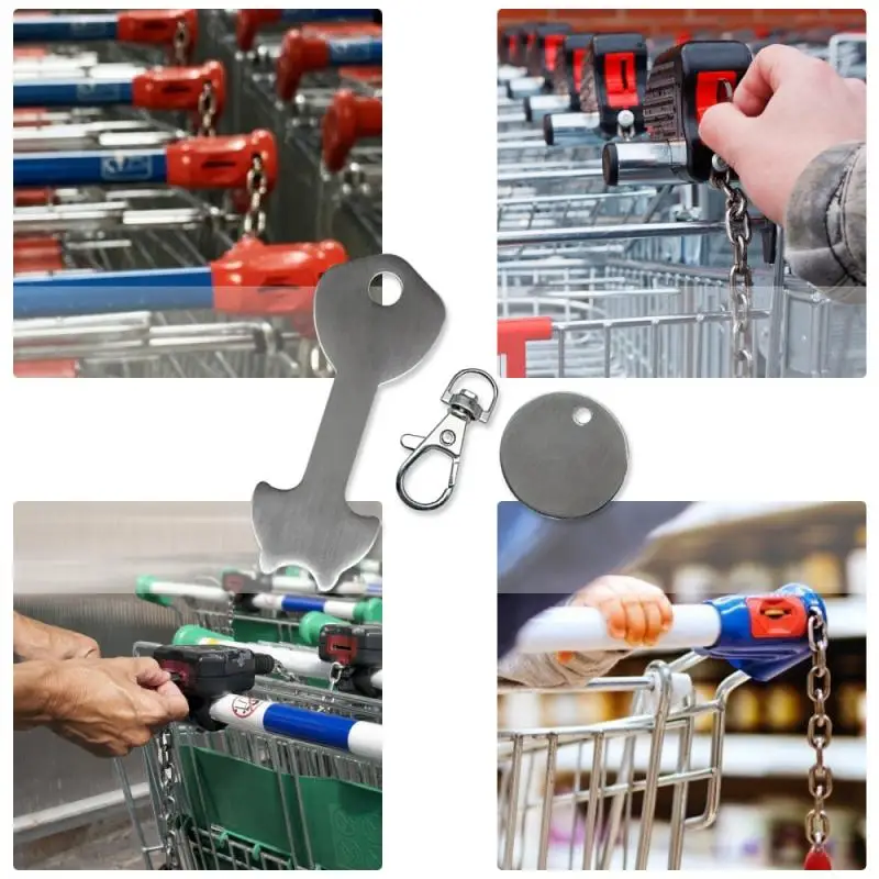 

Shopping Trolley Pound Coin Token Key Ring Metal Blank Keychain Key Pendant Supermarket Alloy Key Ring Coin Holder Keychain Tool