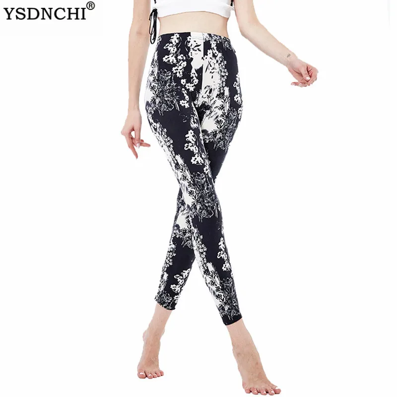 

YSDNCHI Sexy Women Legging Floral Printing Fitness Leggins Fashon Sport Legging High Waist TrousersWoman Pants Gym Clothing