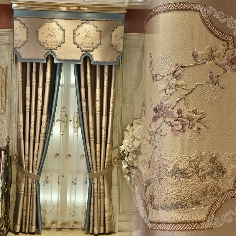 

2022 New Chinese Jane European Flower and Bird Wedding Room Romantic High-precision Imitated Silk Jacquard Curtain Customization