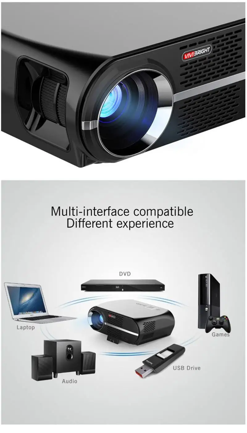 Vivibright GP100 проектор VGA USB беспроводной портативный проектор 3500 люмен видео светодиодный проектор 1280x800 для домашнего проектора