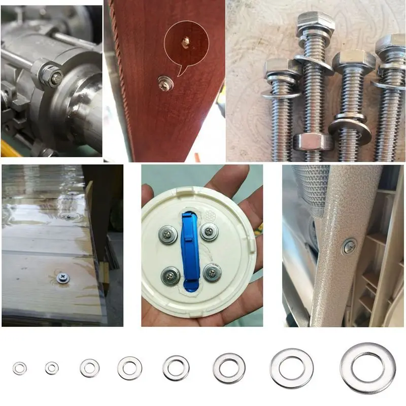 

360Pcs Stainless steel Flat Washers Sealing Ring Washers Assortment Set 8 Sizes in a storage Box