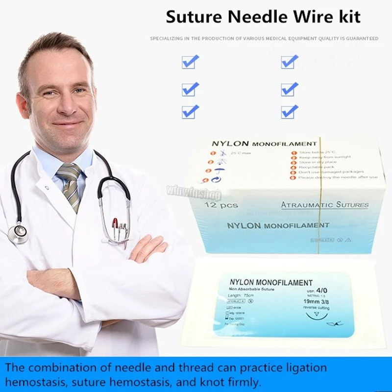 1 Набор/12 шт. медицинский нейлоновый моноволокн рукоделие для сшивания кожи