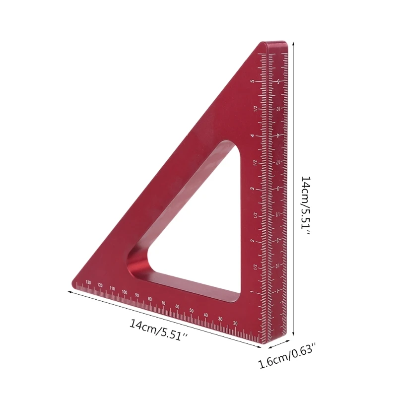 

45 Triangle Aluminum Alloy Square Inch Metric Carpenter Woodworking Angle Ruler QXNA
