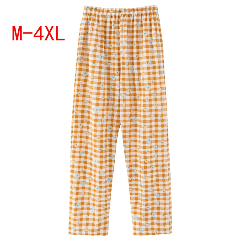

Women's Lounge Pants Plaid Daisy Pajama Pants Sleepwear Loose Elastic Waist Cotton Soft Casual Pajama Bottoms with Pockets M-4XL