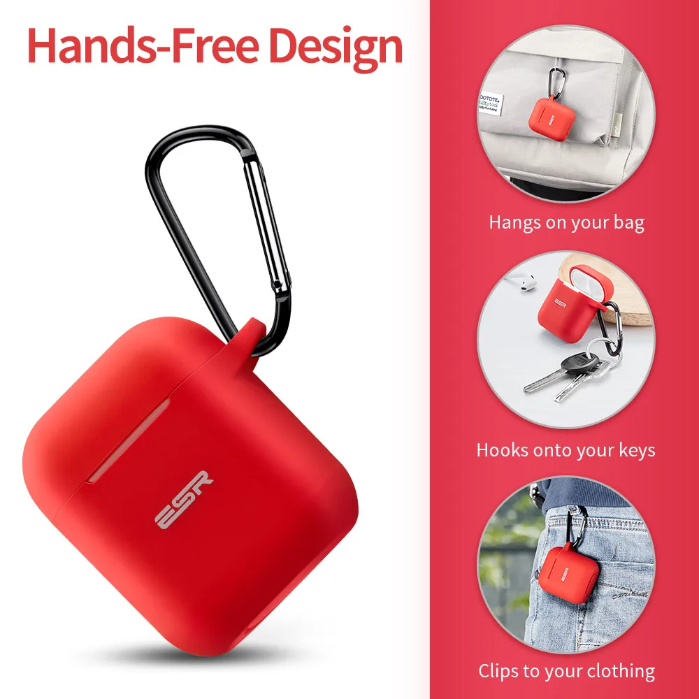 ESR AirPods 2 Чехол с брелком противоударный защитный чехол силиконовый AirPods 1 чехол для зарядки беспроводной Bluetooth чехол для наушников