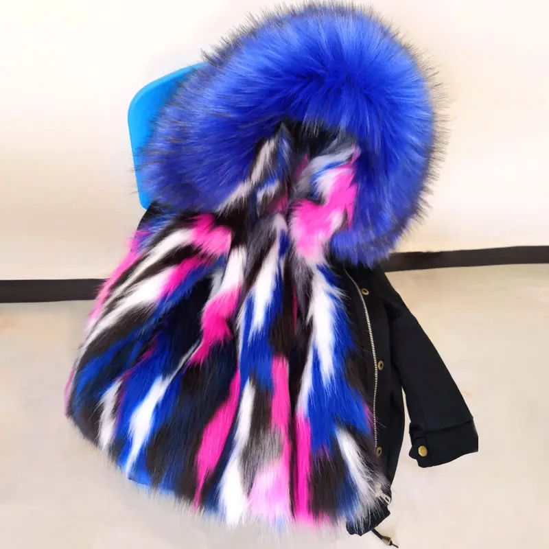 

2020 New Girl Cotton Long Jacket Outwear Children Cotton Padded Jacket Toddler Boy Jacket Kid Faux Fur Coat Warm Coat Hooded W79