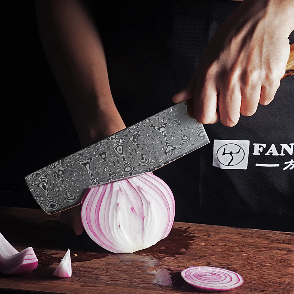 FANGZUO японский дамасский кухонный нож разделочный антипригарный Nakiri 67 layer vg10