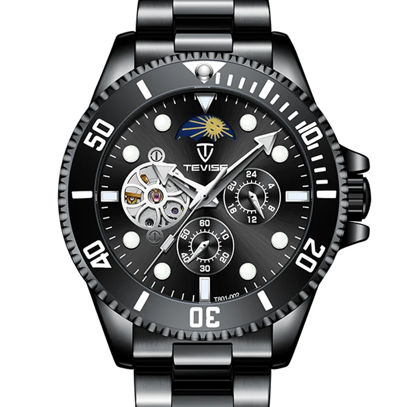 

2023 черные деловые часы Мужские автоматические светящиеся часы мужские турбийоны водонепроницаемые механические часы Топ бренд Relogio Masculino